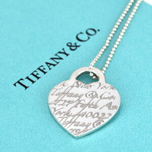 Tiffany pendant heart plate necklace notes silver